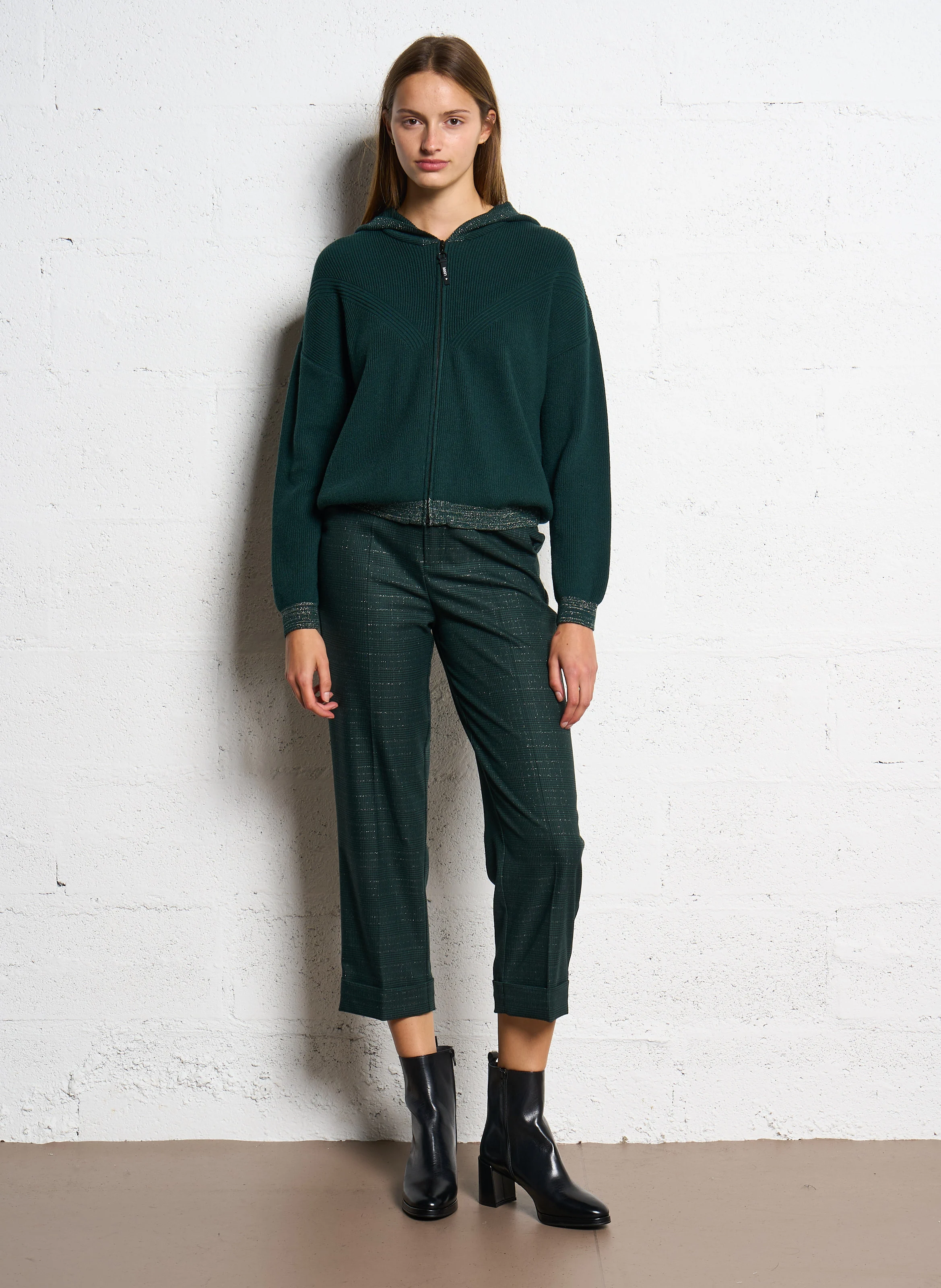 Gilet droit à capuche | Vert