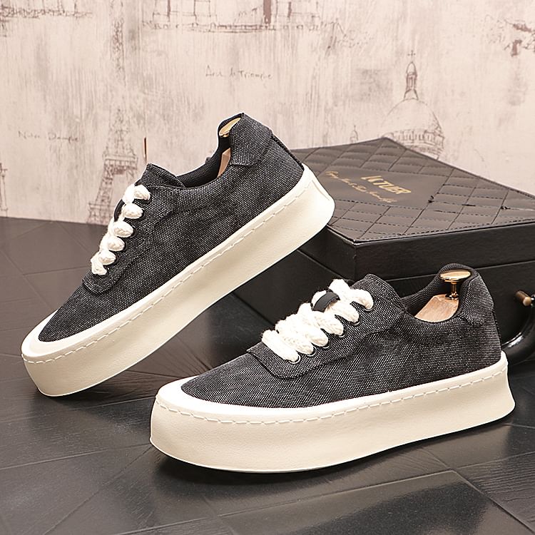 Mr Ozera - Canvas veterschoenen met platform