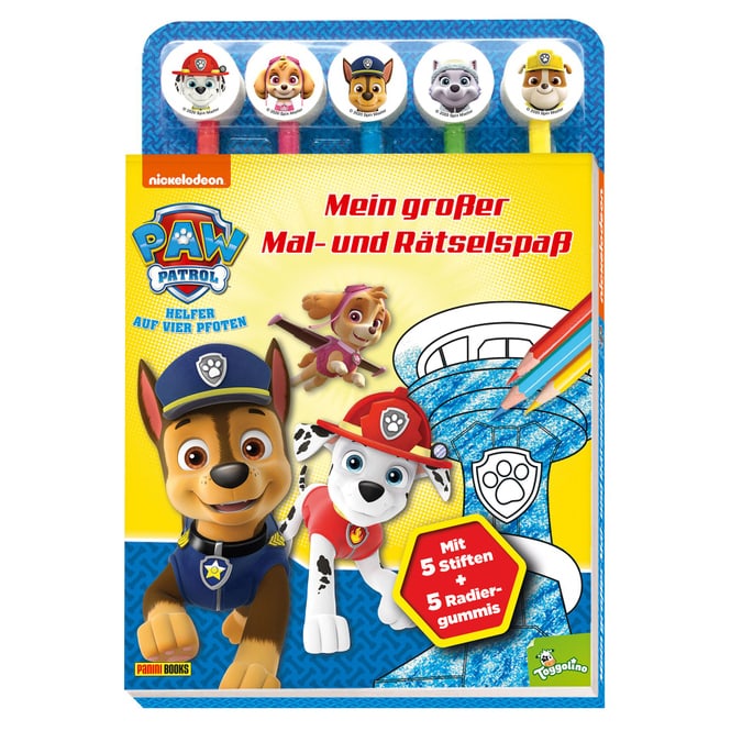 PAW Patrol - Mein großer Mal- und Rätselspaß - mit 5 Stiften und 5 Radiergummis