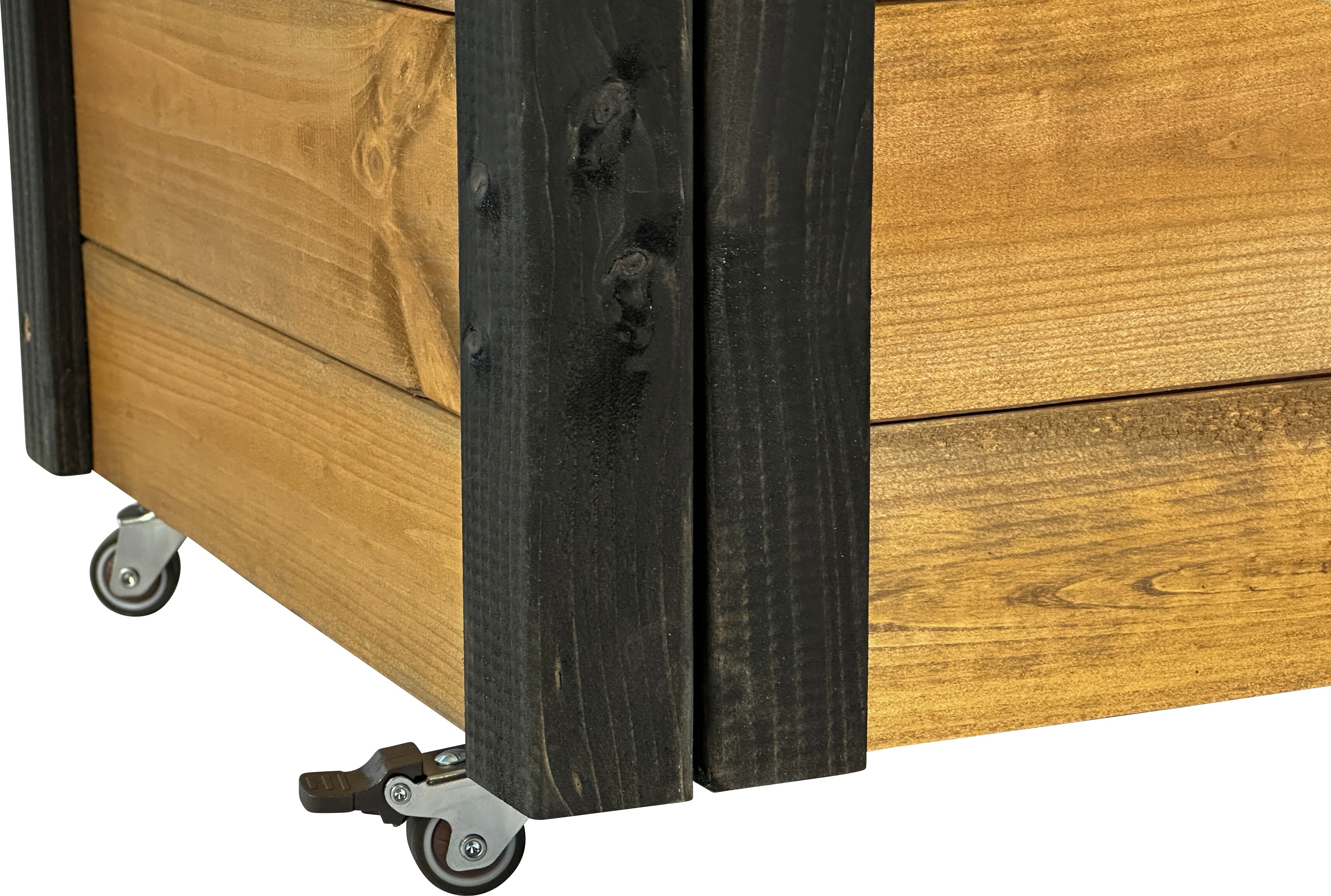 dobar Rollbarer Gartenschrank mit Wolle 60x40x80 cm natur schwarzer Eckschutz