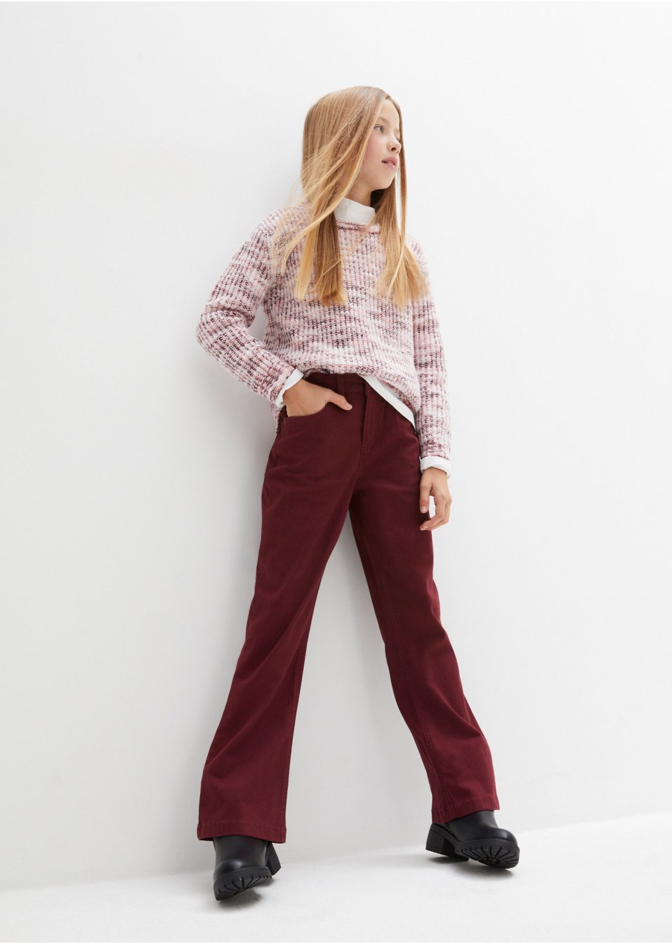 Pantalon twill évasé fille
