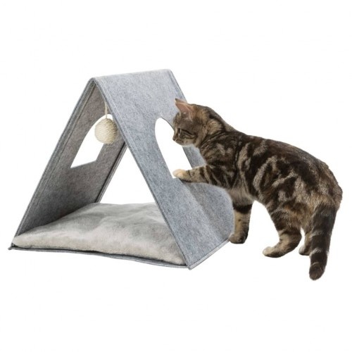 Cama triangular para gato, cinza
