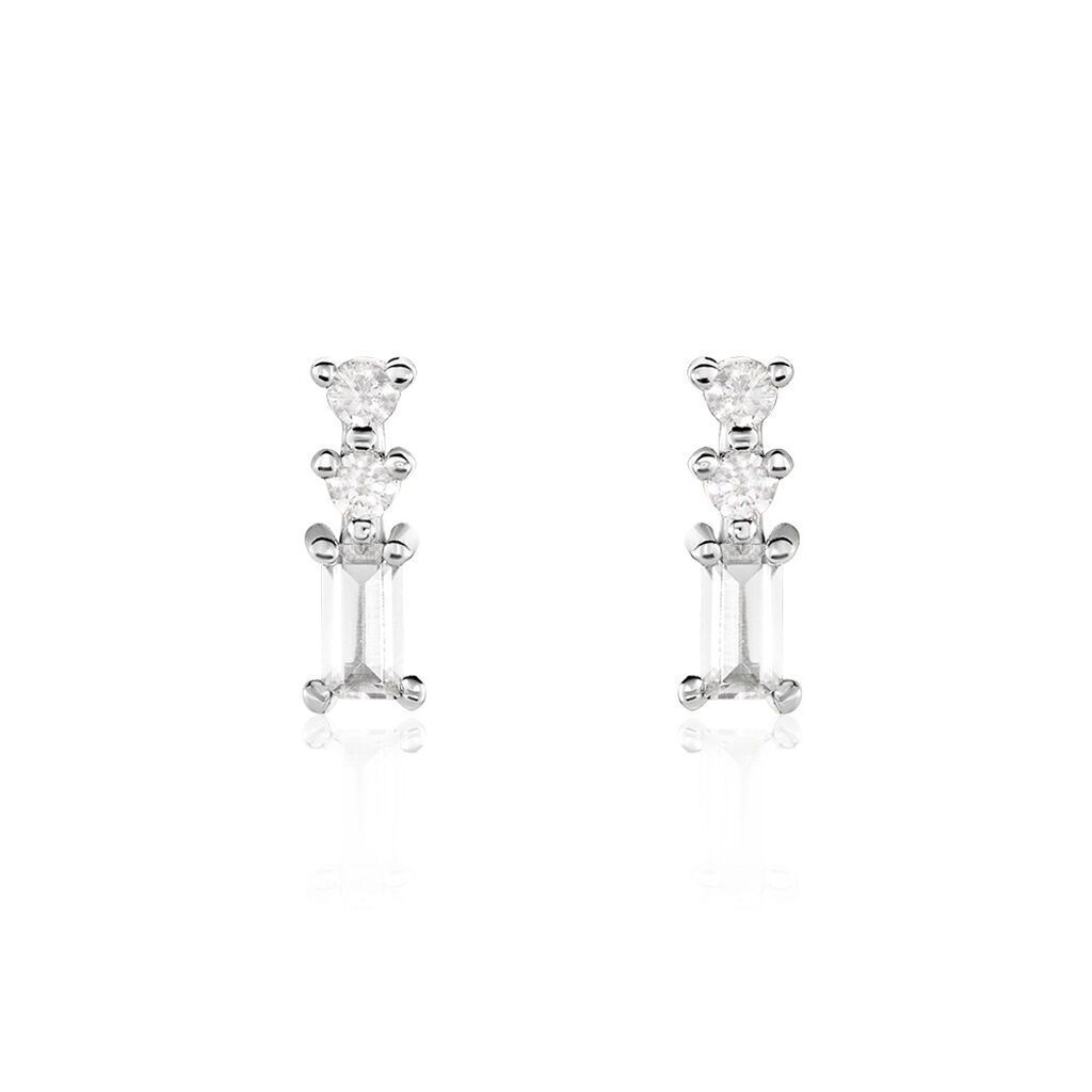 Boucles D'oreilles Puces Iolyn Argent Blanc Oxyde De Zirconium
