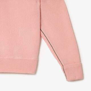 Pull femme Lacoste col en V uni en laine Pullovers - Rose - Lacoste - Femme