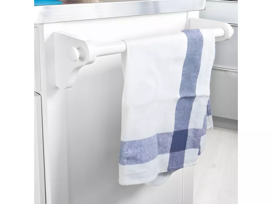 Desserte sur roulettes, Meuble chariot de cuisine de service avec Plateau en Acier Inox, FKW33-W