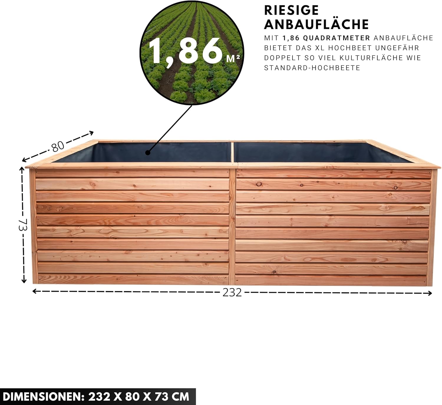 Hochbeet Rhombus XL Lärche Holz für Außen Naturbelassen Kräuterbeet Gemüsebeet Pflanzkübel