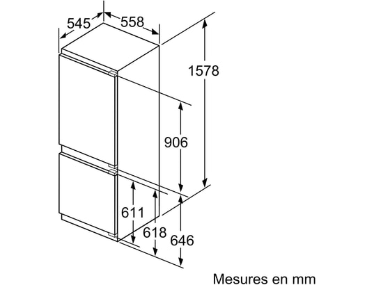 SIEMENS - Réfrigérateur congélateur encastrable KI77SADE0, IQ500, 231 litres, Niche de 158 cm