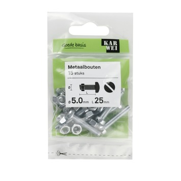 KARWEI metaalbout verzinkt 5x25 mm 15 stuks