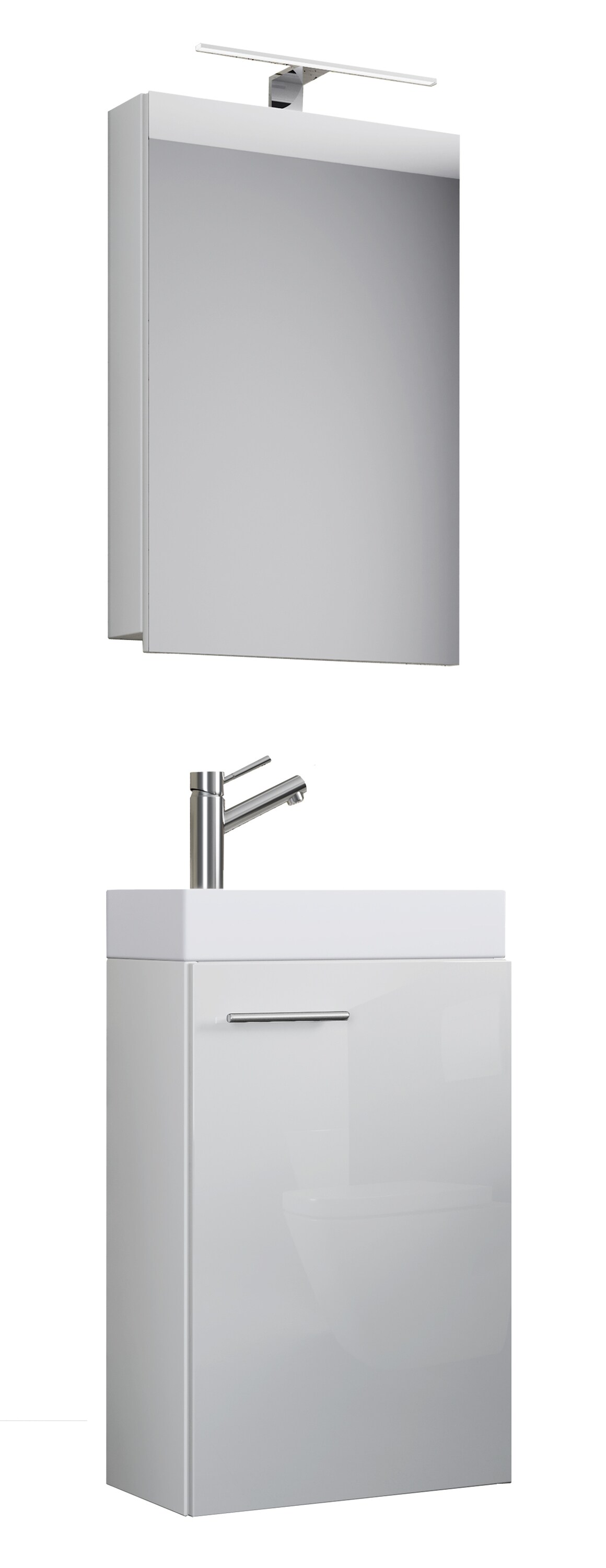 VCM 3-tlg Badmöbel Set Gäste WC Gästebad Waschplatz Waschtisch klein schmal Slito SC