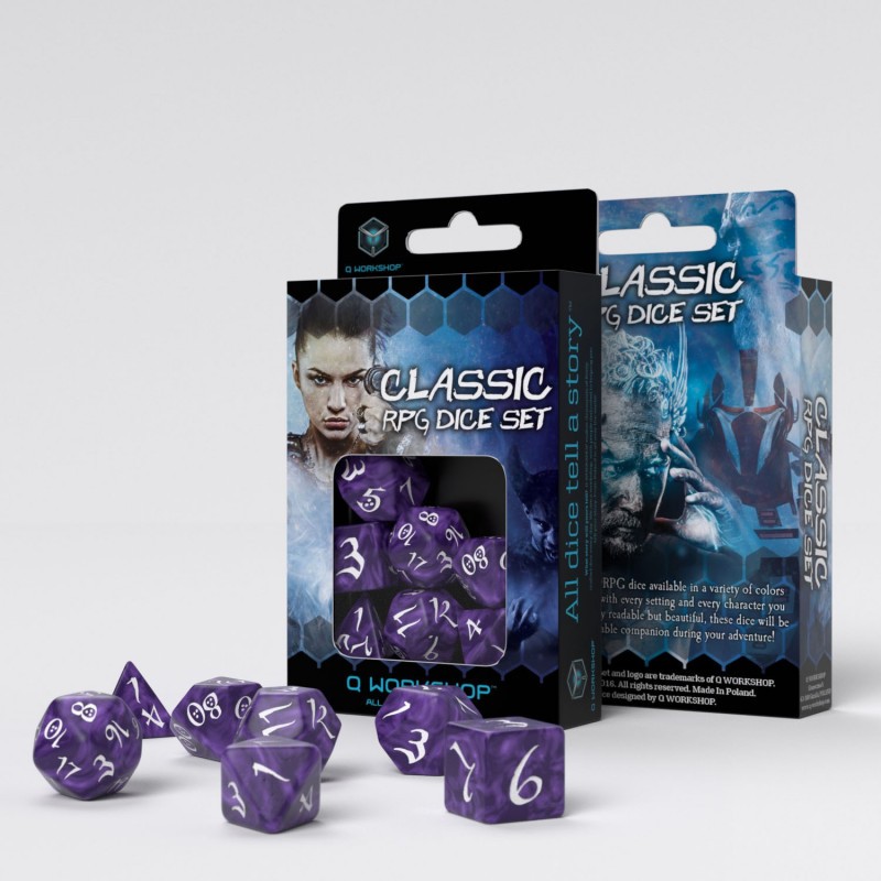 Set de dés RPG classique - Violets et Blancs