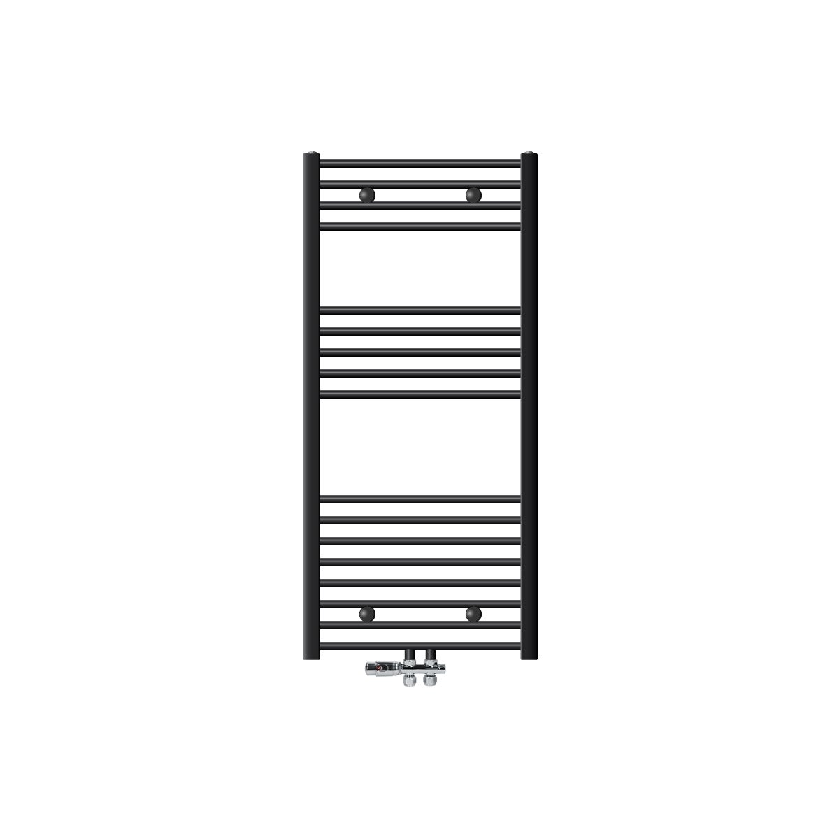 ECD Germany badkamerradiator, middenaansluiting, 600 x 1200 mm, antraciet, recht, met aansluitset inclusief thermostaat, doorloopradiator, verwarming, handdoekwarmer, handdoekdroger, handdoekradiator
