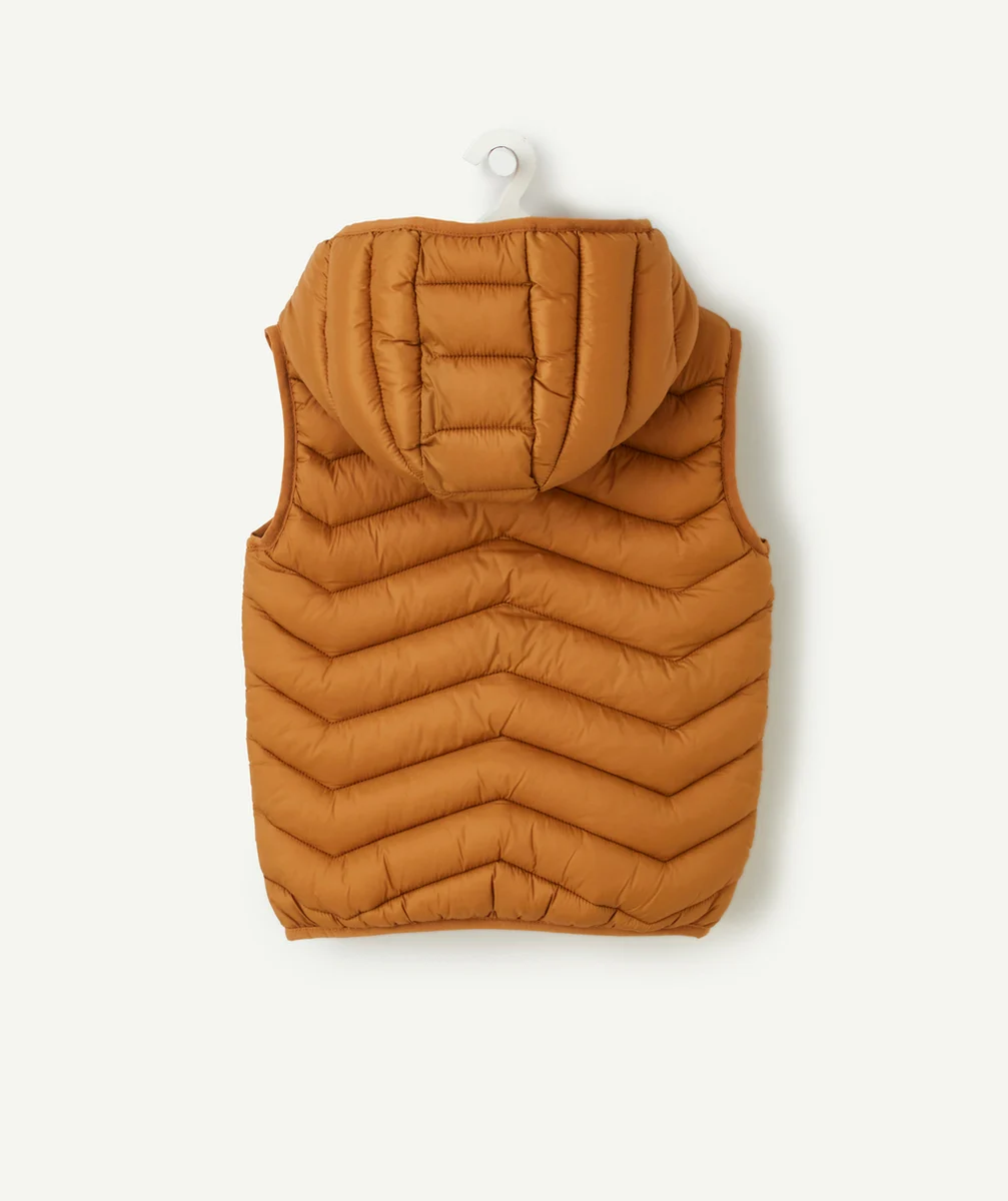 DOUDOUNE À CAPUCHE SANS MANCHES GARÇON EN REMBOURRAGE RECYCLÉ MARRON