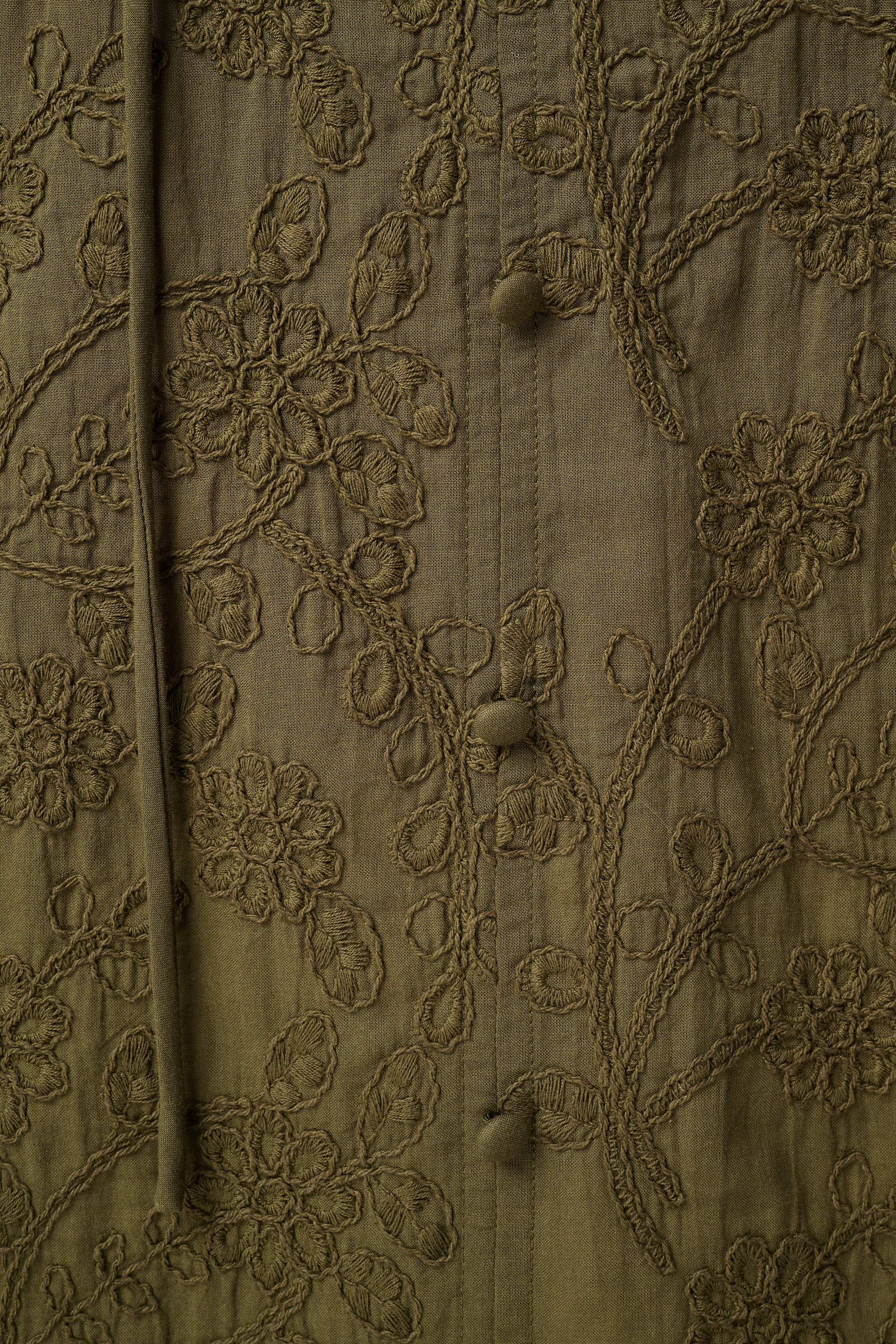 Blouse met broderie Khaki