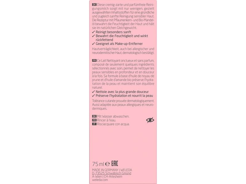 WELEDA Reinigungsmilch Mandel 75 ml Natürliche, parfümfreie Reinigungsmilch für sensible Haut