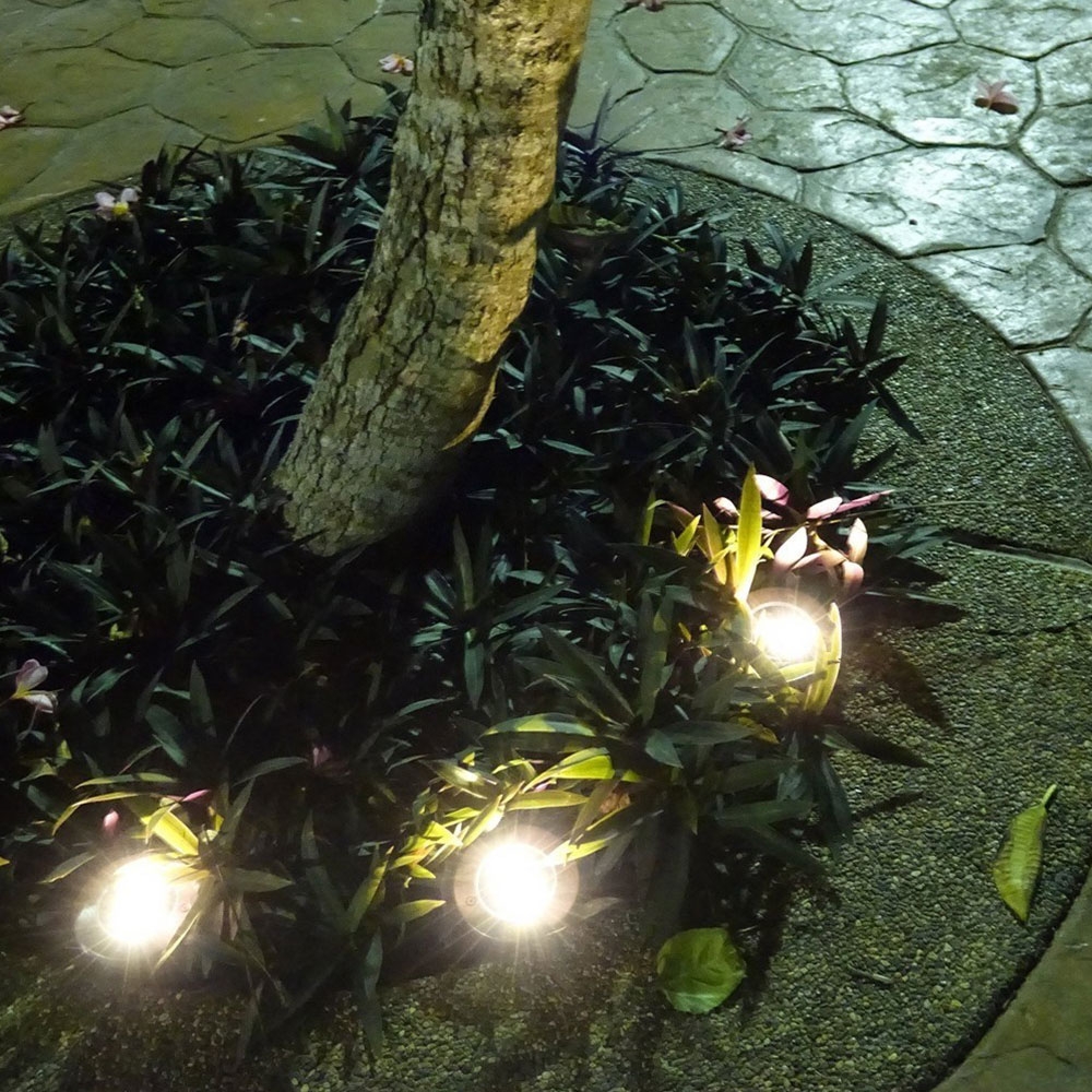 (4er Set) Wasserfeste 8 LED Edelstahl Solar Lampe Outdoor Gartenleuchte Wegbeleuchtung (IP67)   Erdspiess - Warmweiss