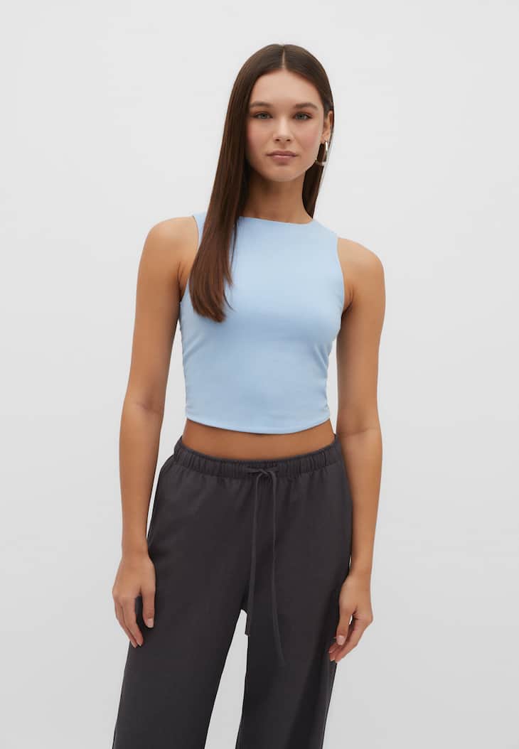Blusa de algodão sem mangas