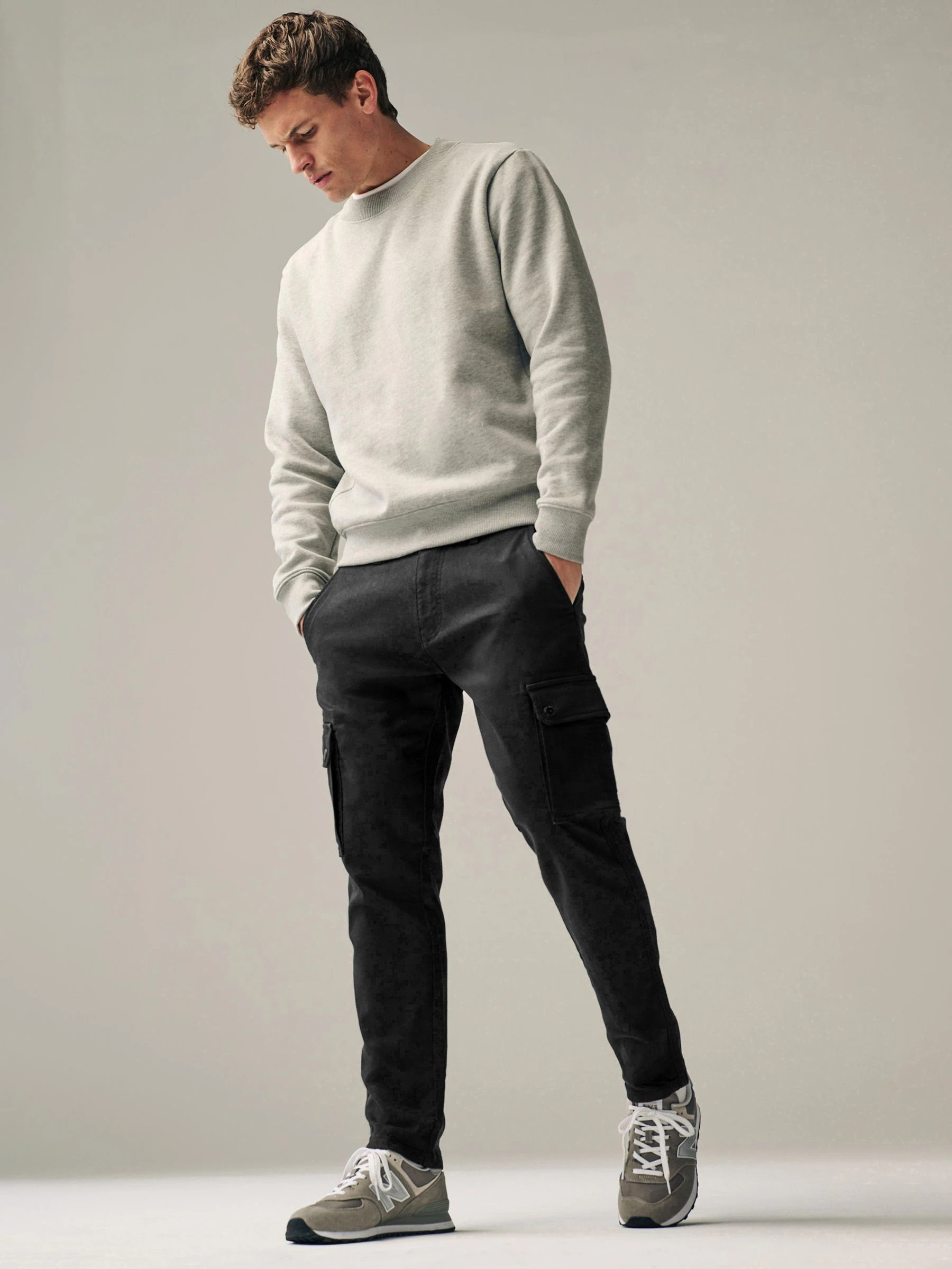 Zwart - Motion Flex cargobroek met stretch