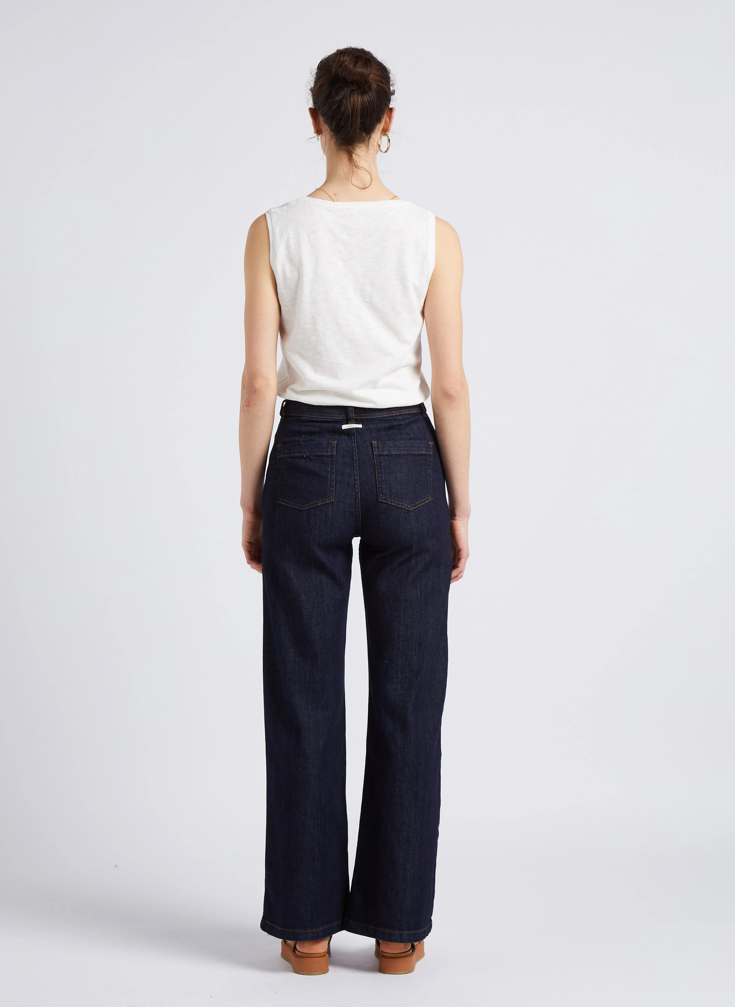 Jean flare en coton| Bleu