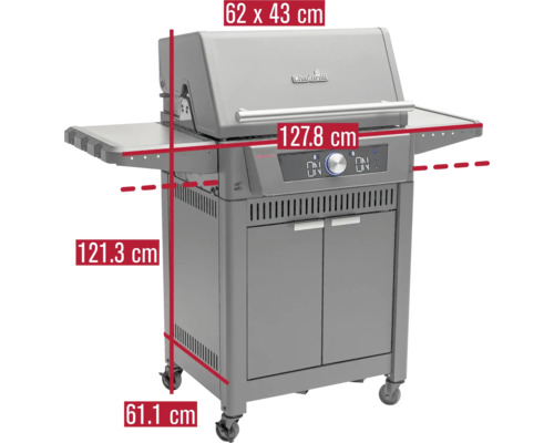 Char-Broil EVOLVE gasbarbecue, zwart metallic, inclusief 4 branders en draaiknoppen met ledverlichting.