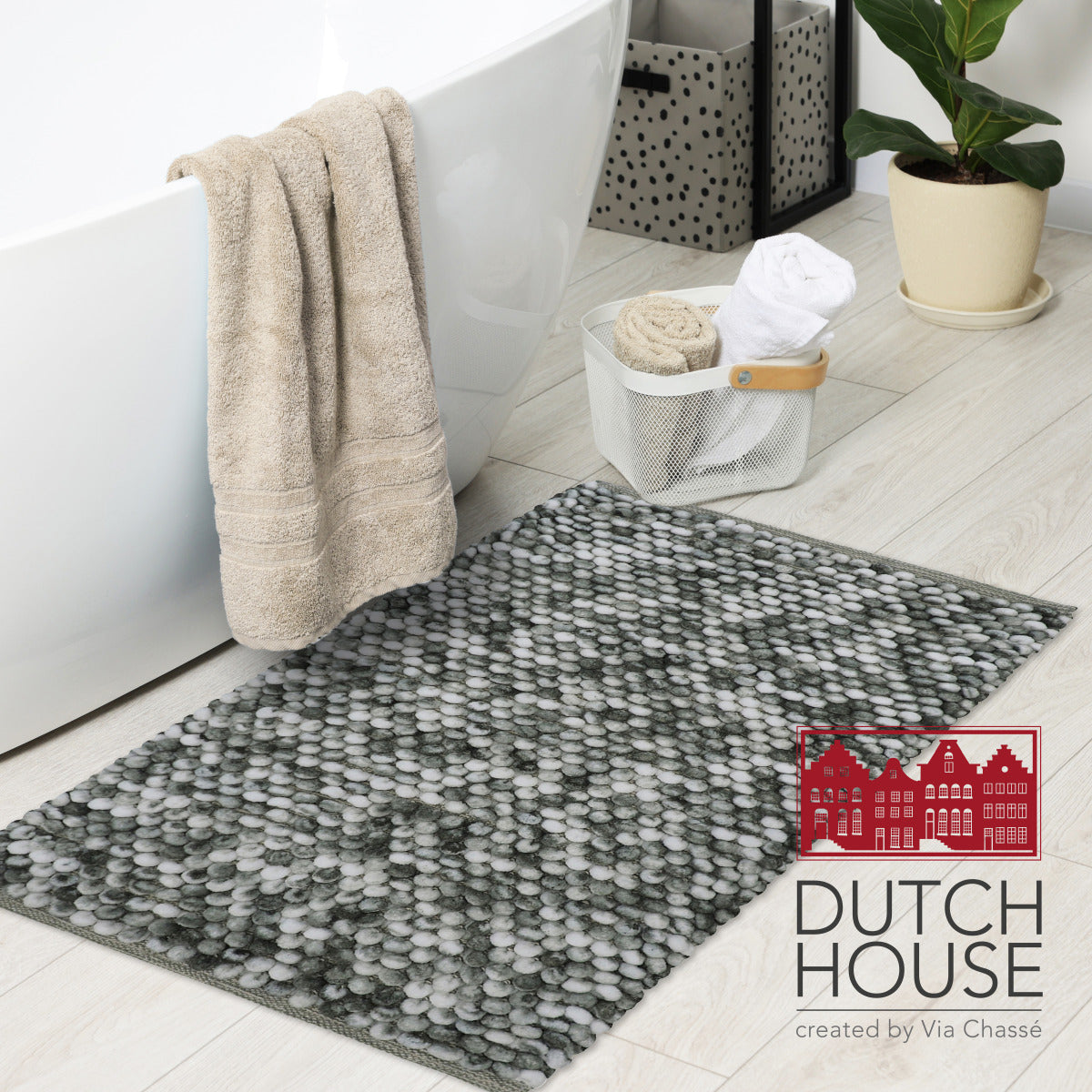 Dutch House Badmat Caorle - dark grey mixed