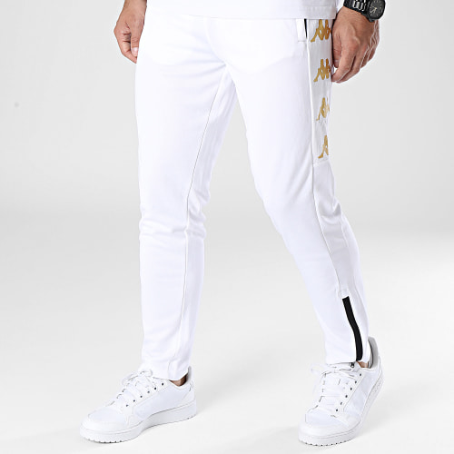 Pantalon Jogging A Bandes Gaston 331G67W Blanc Doré