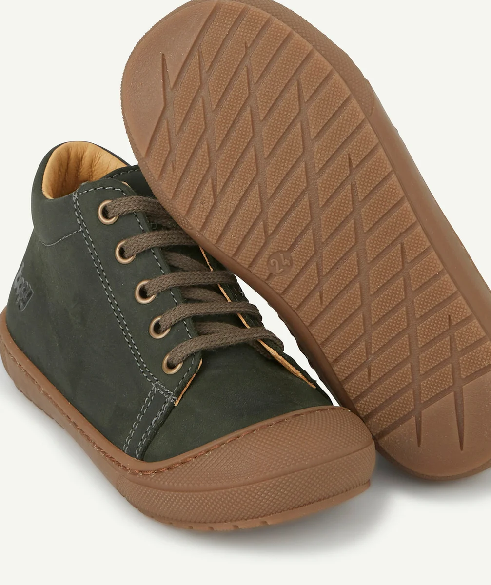 BOPYBOTTINES BÉBÉ PREMIER PAS EN CUIR KAKI