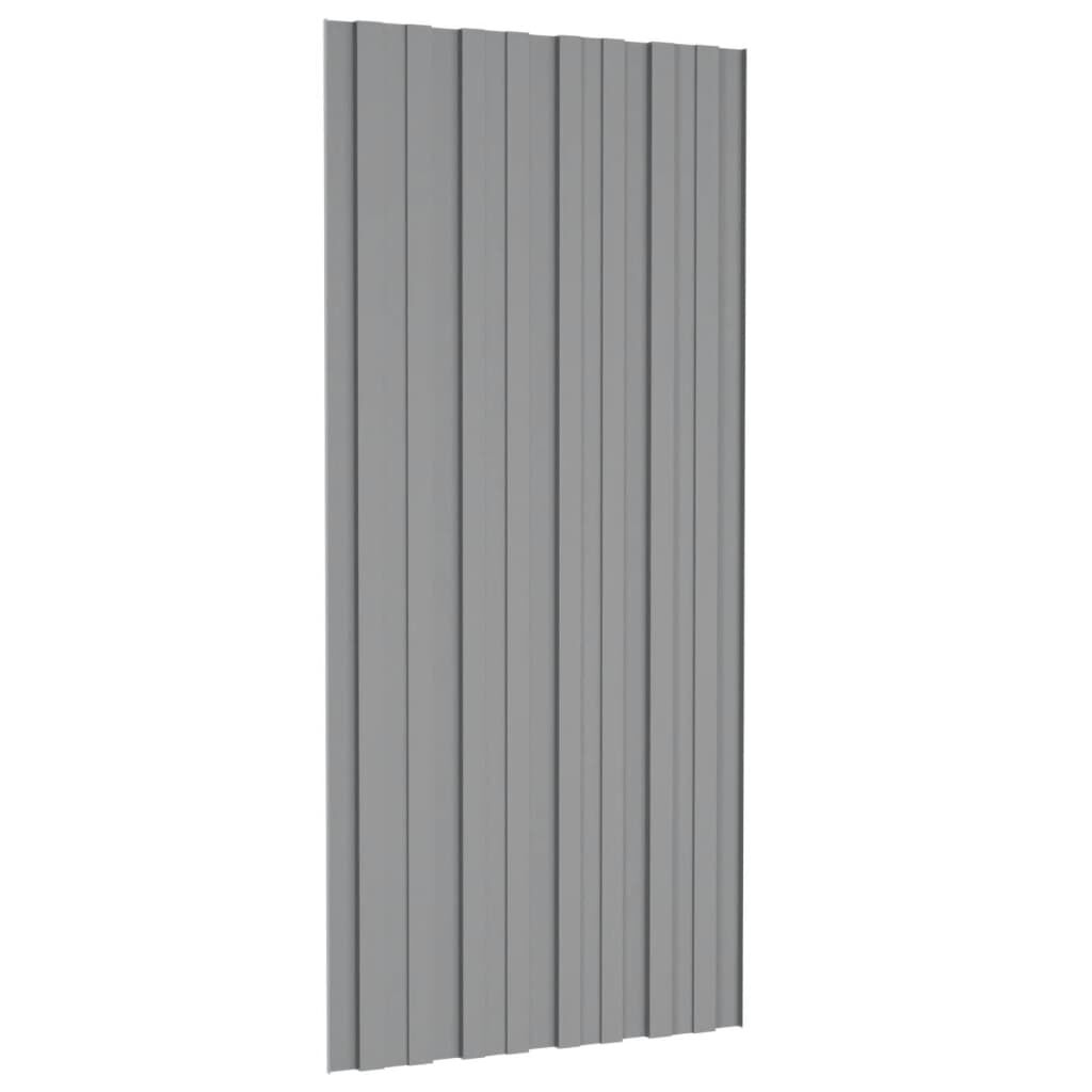 vidaXL Dakpanelen, 12 stuks, gegalvaniseerd staal, grijs, 100x45 cm