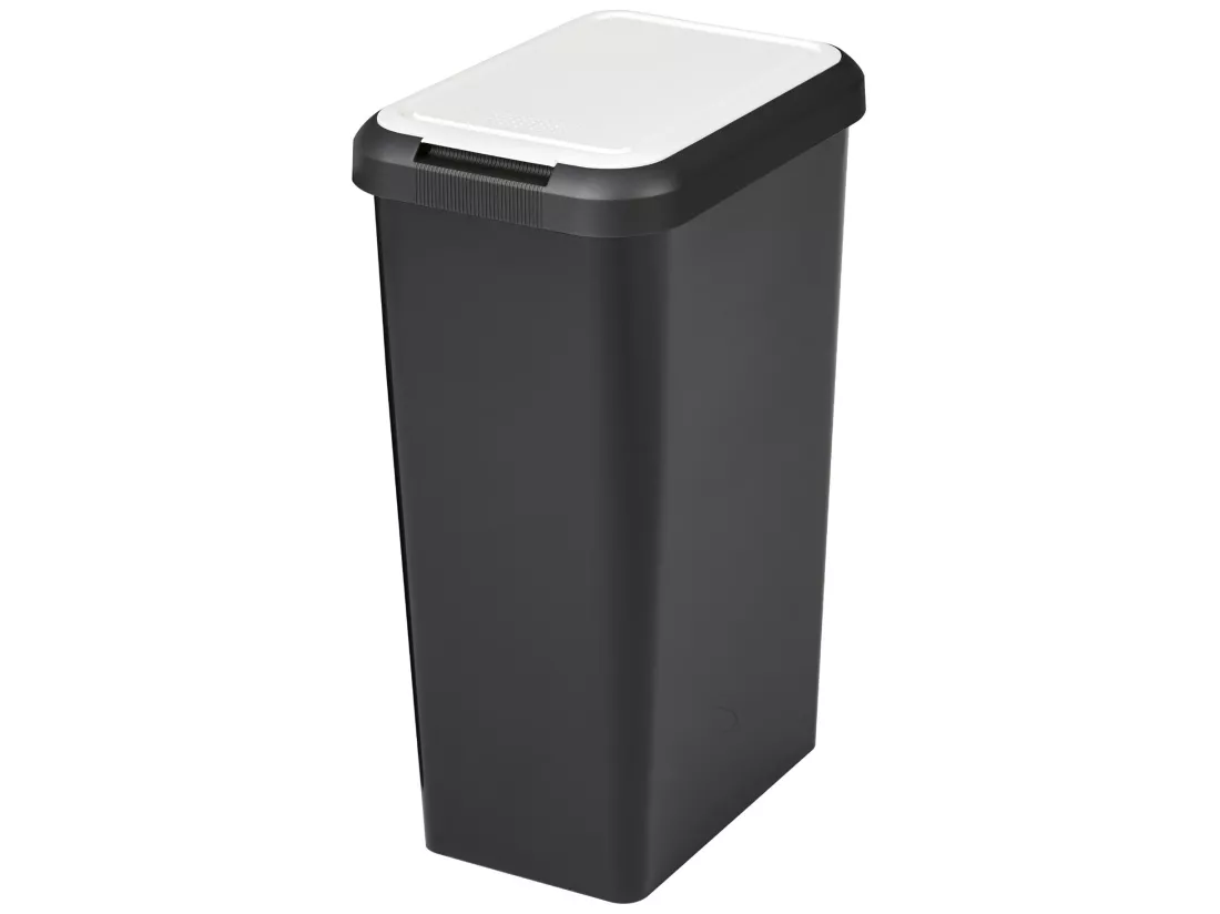 Corbeille Touch&lift 45 litres noir avec couvercle blanc 29,2 x 39,2 x 59,6