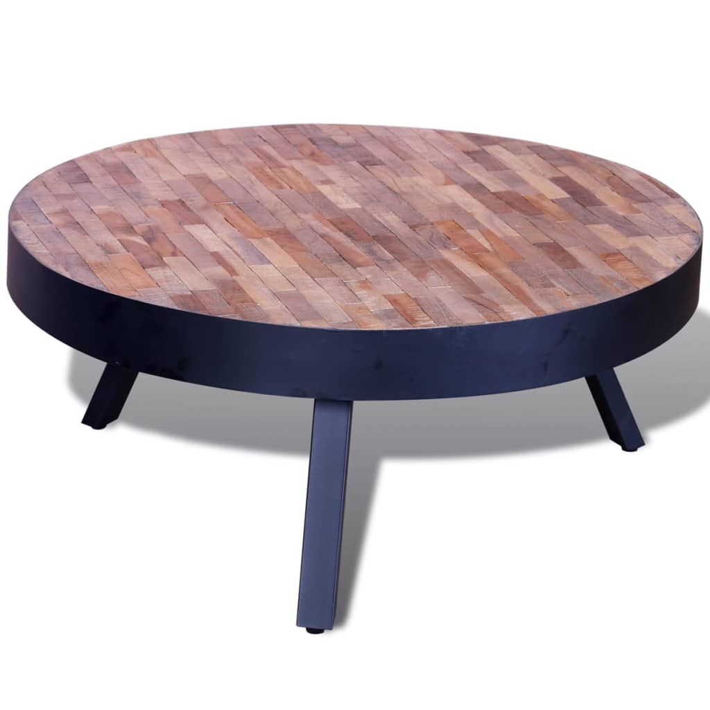 vidaXL Ronde salontafel van gerecycled teakhout