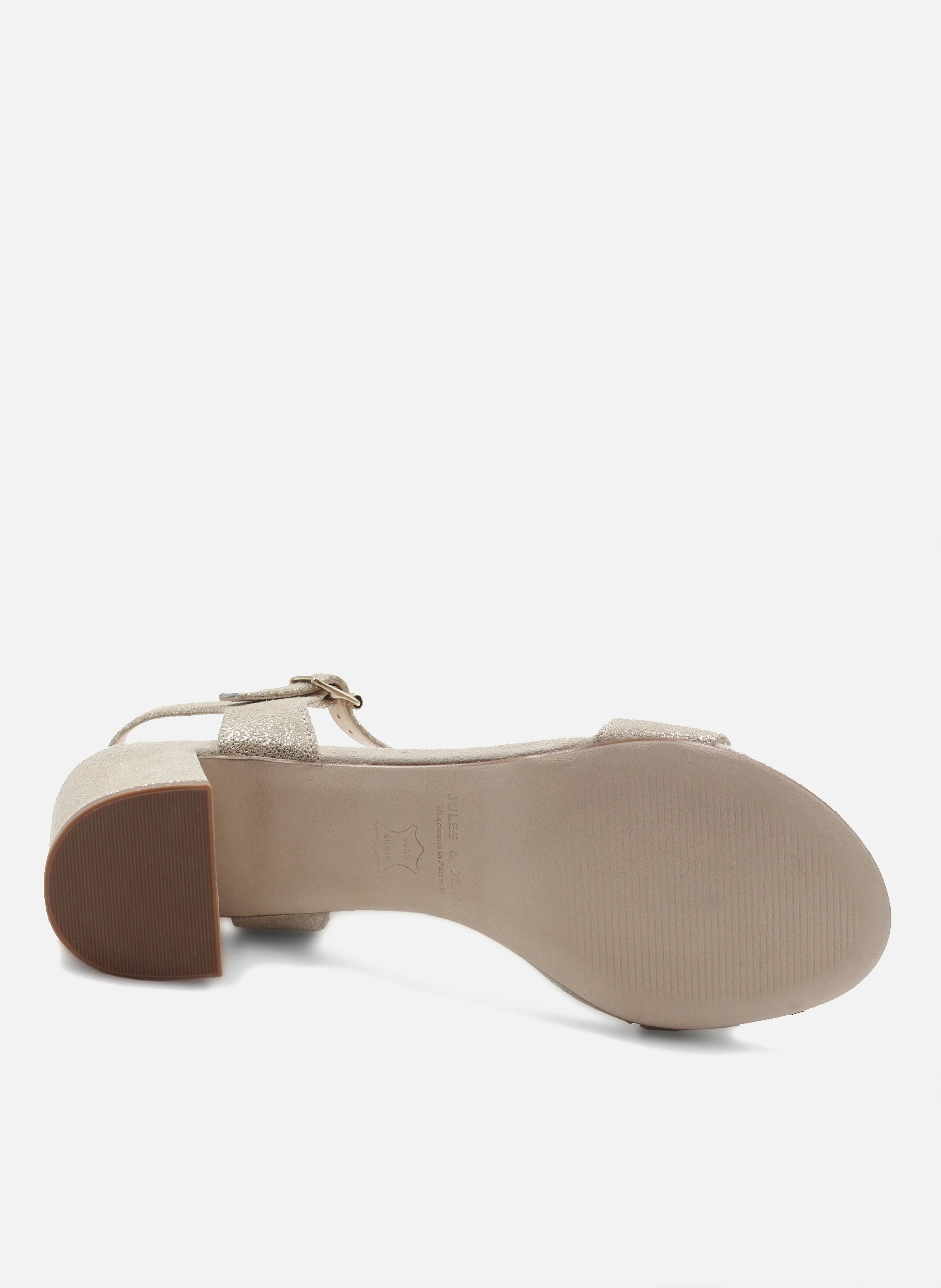 Sandales moyen talon cuir métalisé | Doré