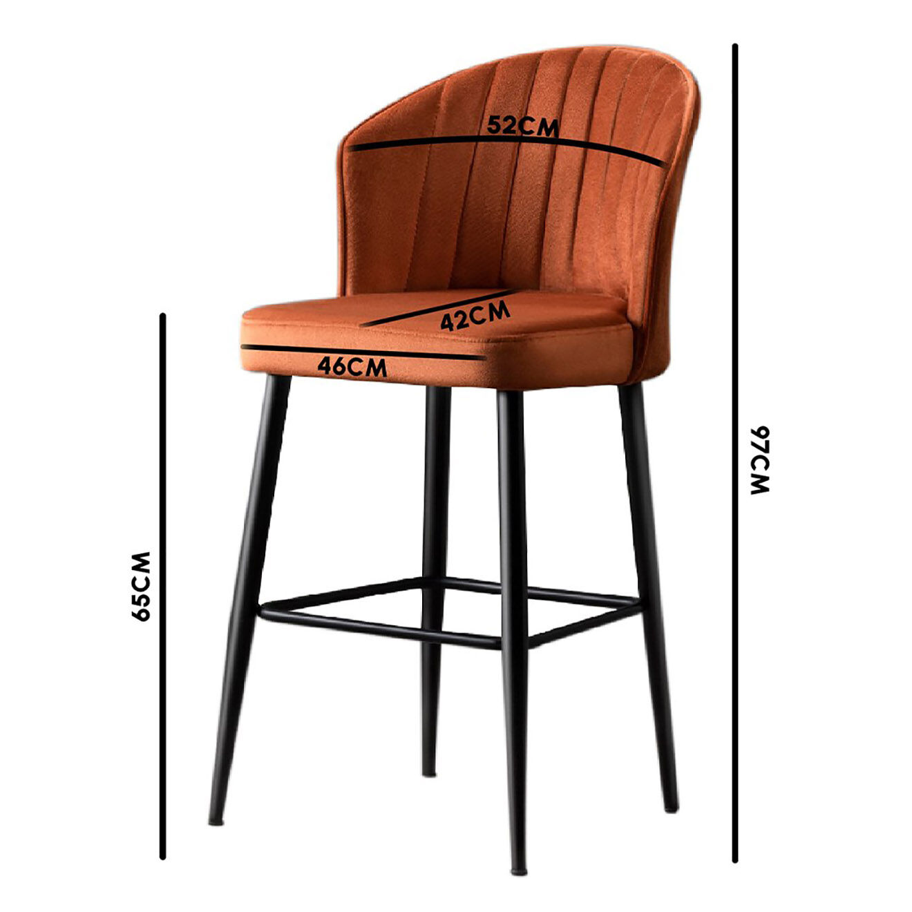 Wooden Art 4 Tabourets de bar Rubi rouges - 52x97x42 cm