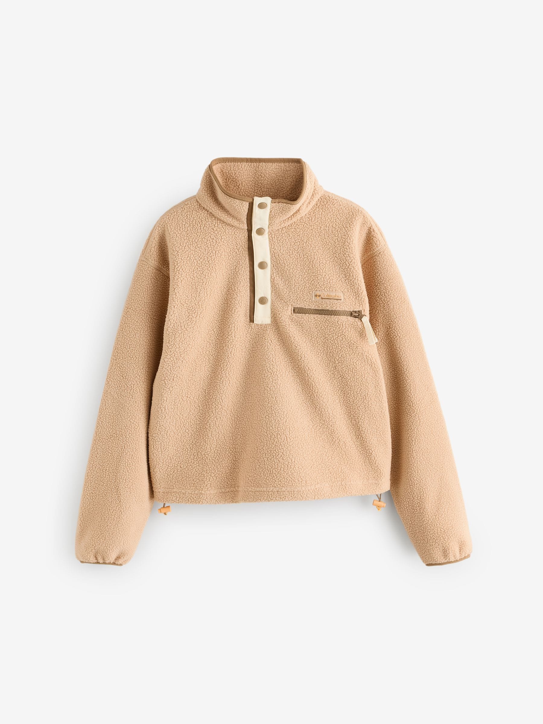 Crème/bruin - Columbia Helvetia™ II effen cropped fleece met halve drukknoopsluiting