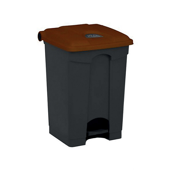 Collecteur à pédale de déchets avec couvercle - Brun - 45 l