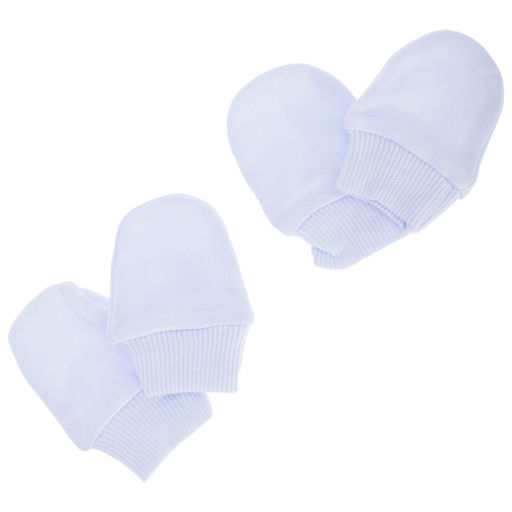 Luvas elásticas 100% algodão para recém-nascidos (pacote com 2 pares) Universal Textiles (azul)
