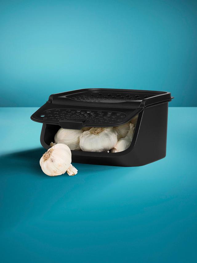 Die Tupperware GarlicSmart hält Knoblauch länger frisch und bietet mit ihrem stapelbaren, BPA-freien Design effiziente Organisation für jede Küche.