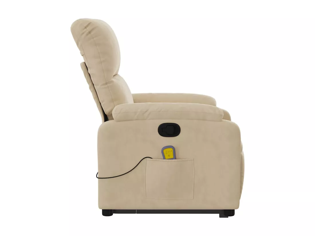 Fauteuil inclinable massant crème tissu microfibre