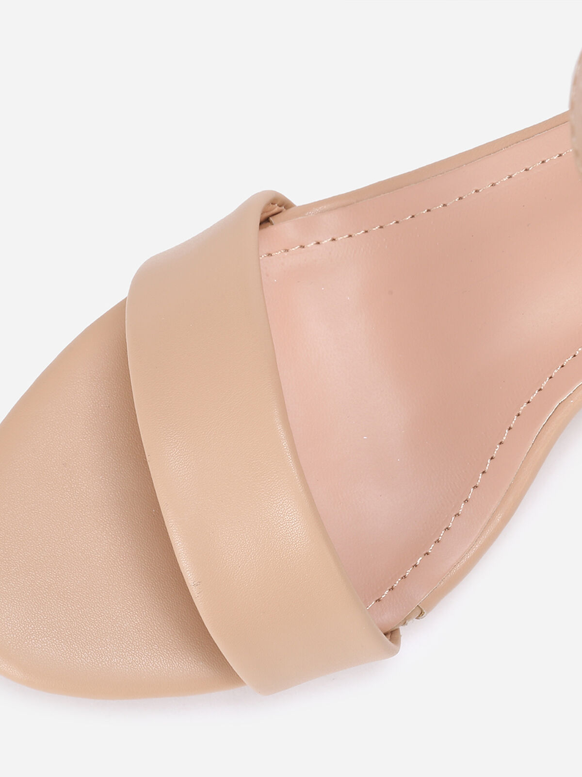 Sandales à talon carré arrondi grandes tailles- Beige