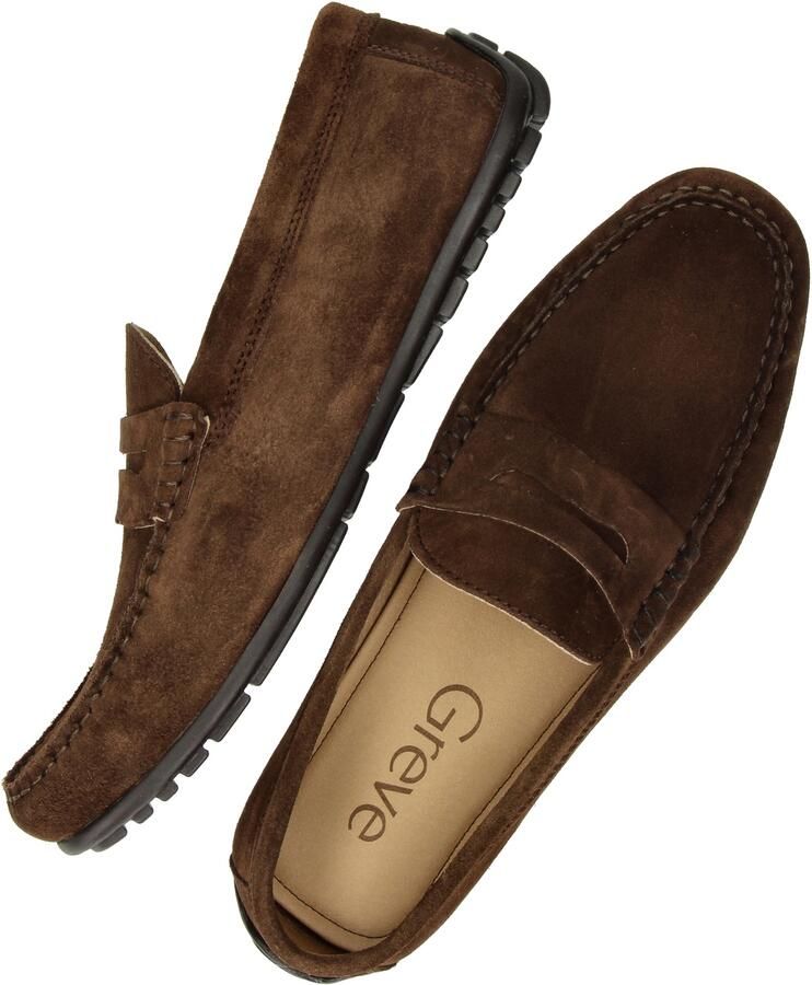 Greve Imola suède mocassins bruin
