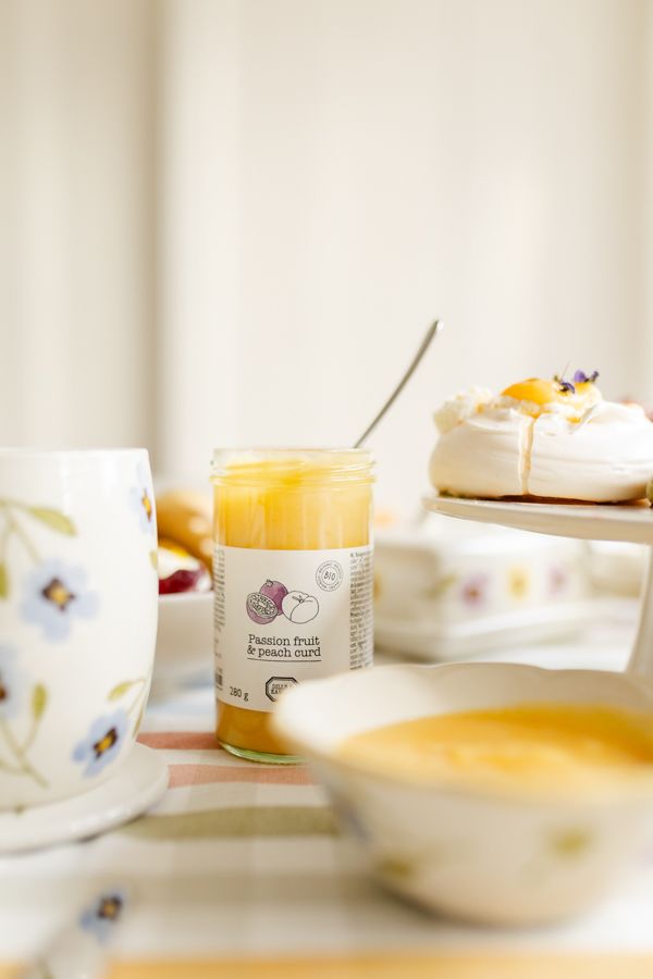 Passionfruit & peach curd, biologisch, 280 gram