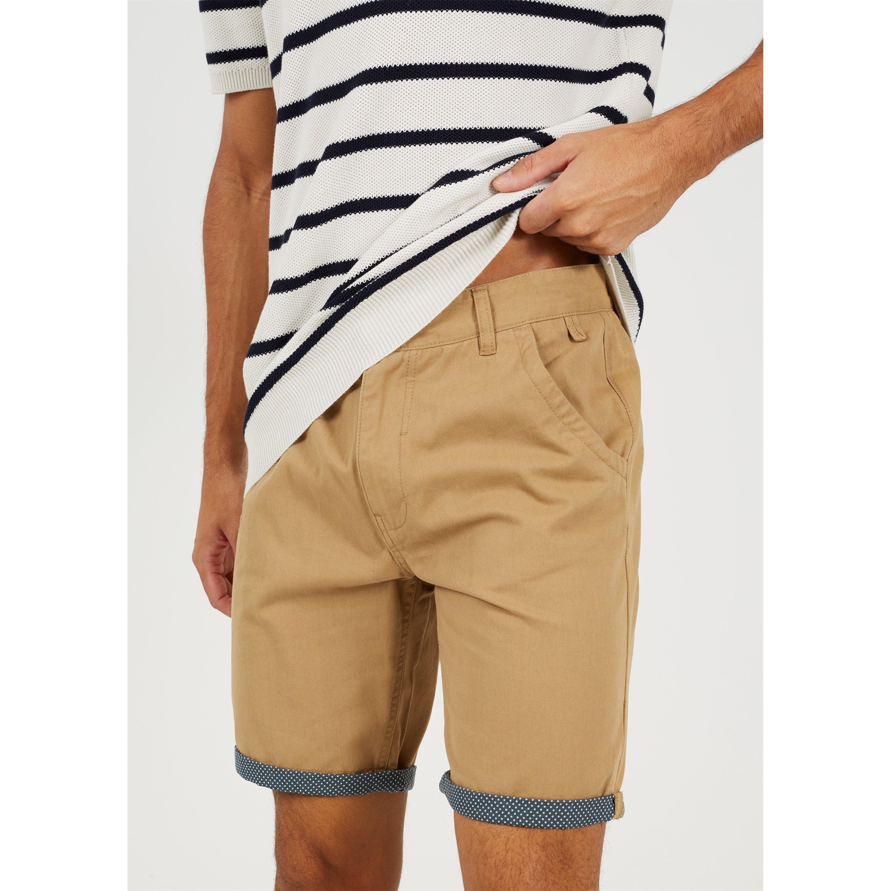 Brave Soul Cotton Twill Shorts with Turn Up