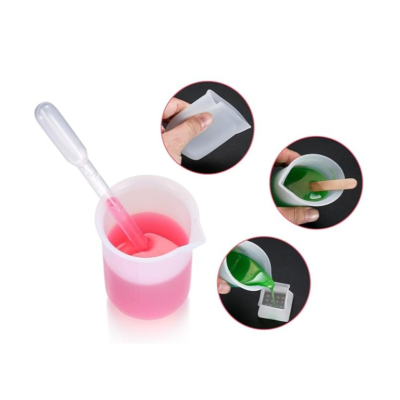 (21-tlg. Set) Epoxidharz Zubehör Kit für DIY Harz Giessen inkl. Silikon Messbecher / Fingerhandschuh / Pipetten / Holzstäbe