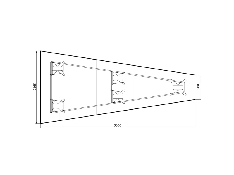 Konferencebord DNA trapezformet 5000x2365mm antracit, sort understel