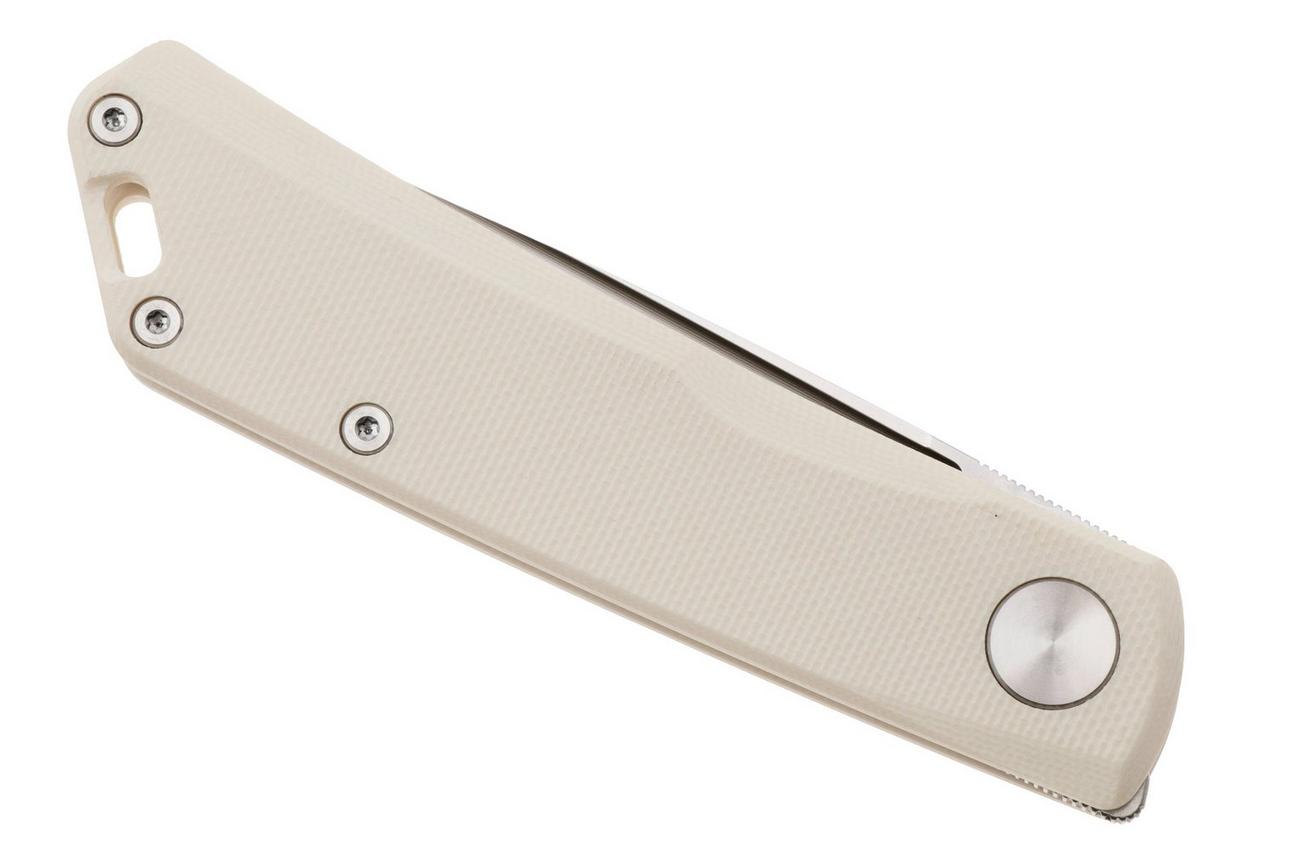Real Steel Luna Phantom Flipper Double Detent 7008IS Satin D2, Ivory G10, zakmes