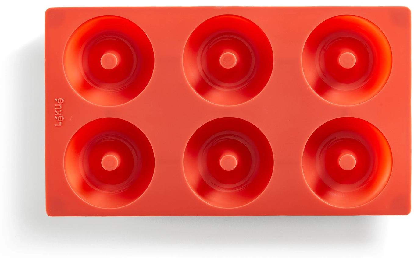 Donut-Backform Silikon, Rot, 6 MuldenDonutbackform