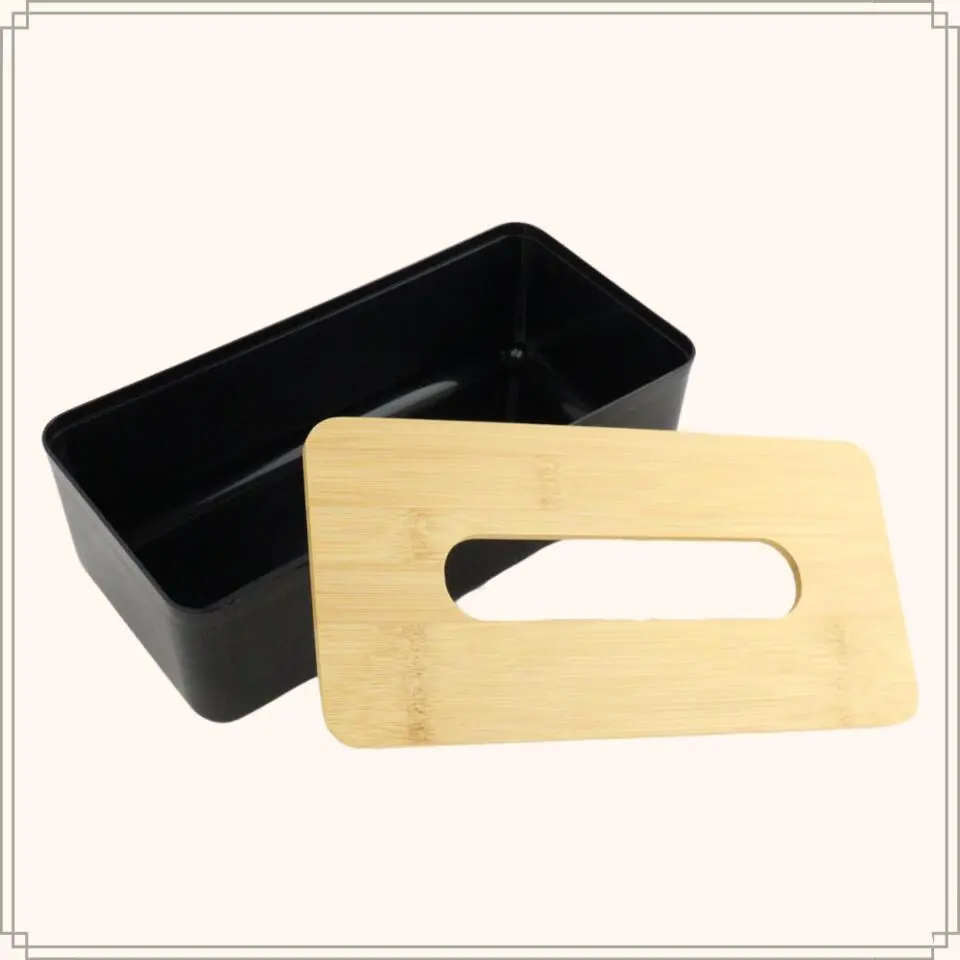 OTIX Tissue box Houder Zwart 26x13.2x8.8 cm Bamboe en kunststof
