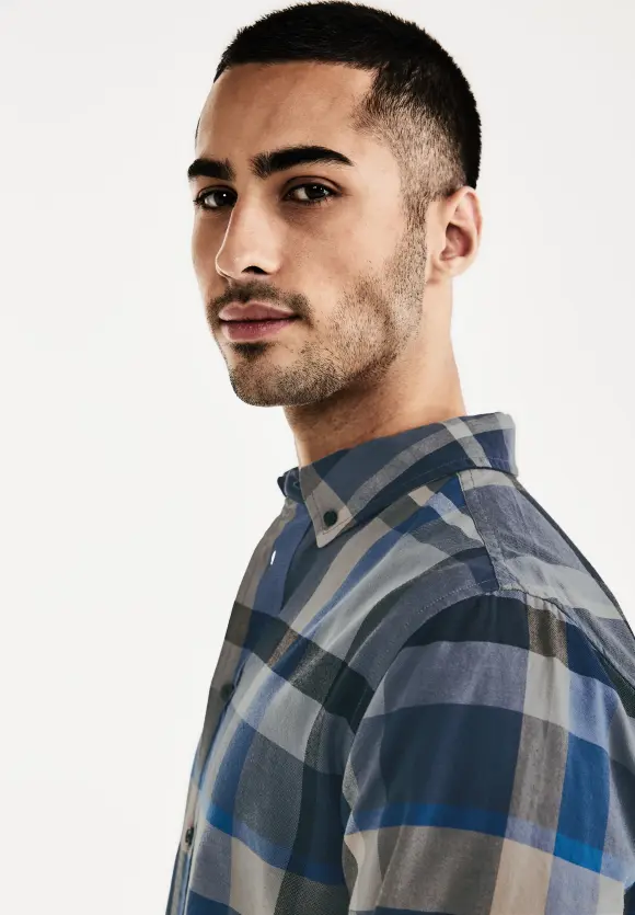 Hemd mit Karo Muster - dust blue