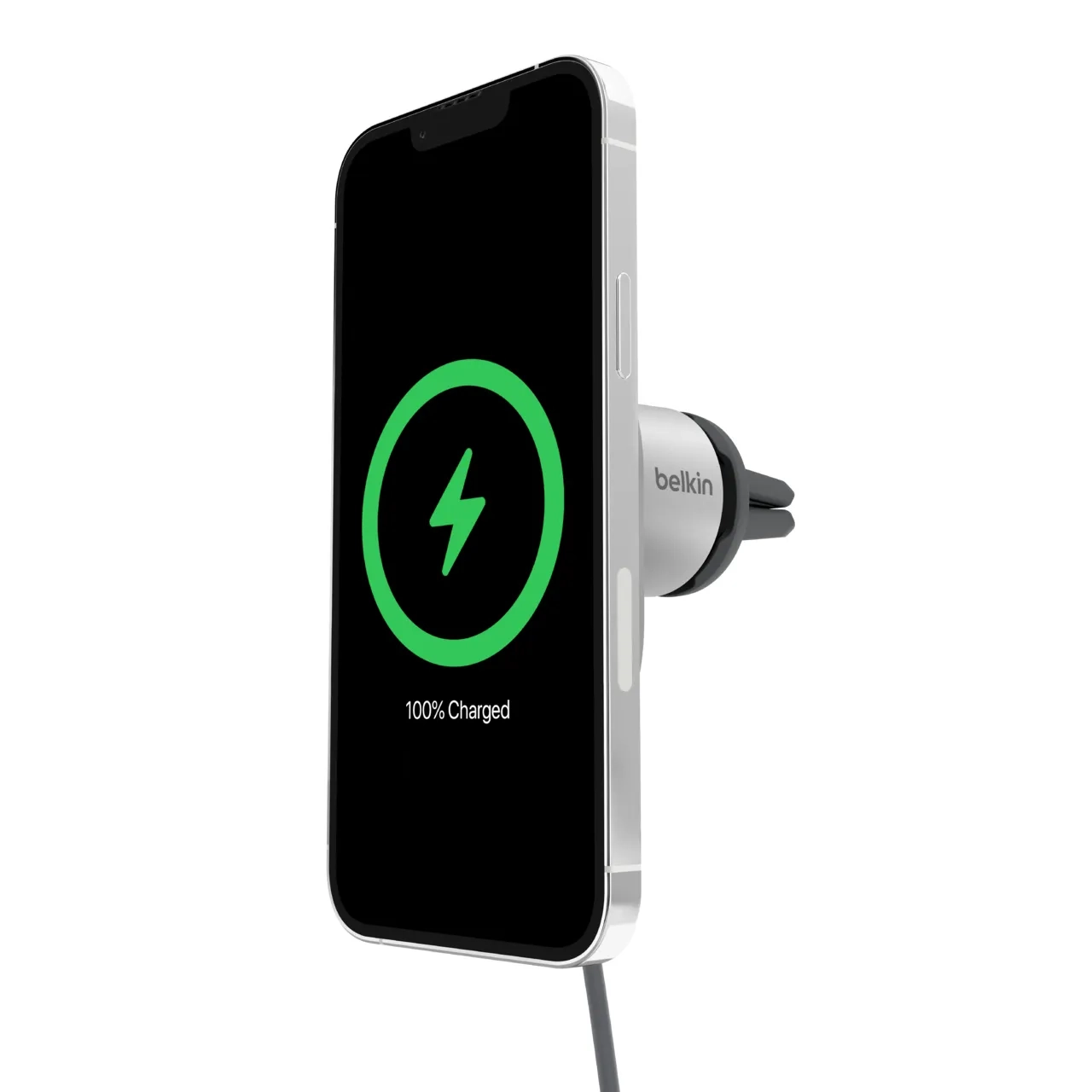 (15W) BoostCharge Pro MagSafe Auto Ladegerät Qi2 Wireless Charger Ladestation Halterung für Lüftungsgitter (WIC008BTGR-NCV2) - Silber