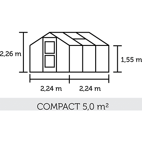 Juliana Compact drivhus - Aluminium