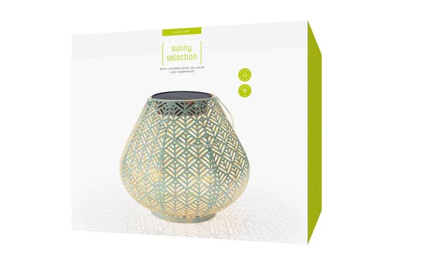 Laterne Solar Antic Sofia, Ø 29 cm, AquaSolarleuchte zum Aufstellen oder Aufhängen