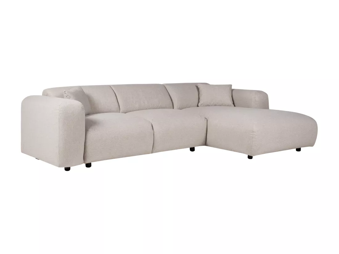 Grand canapé d'angle droit en tissu chiné beige POGNI de Maison Céphy